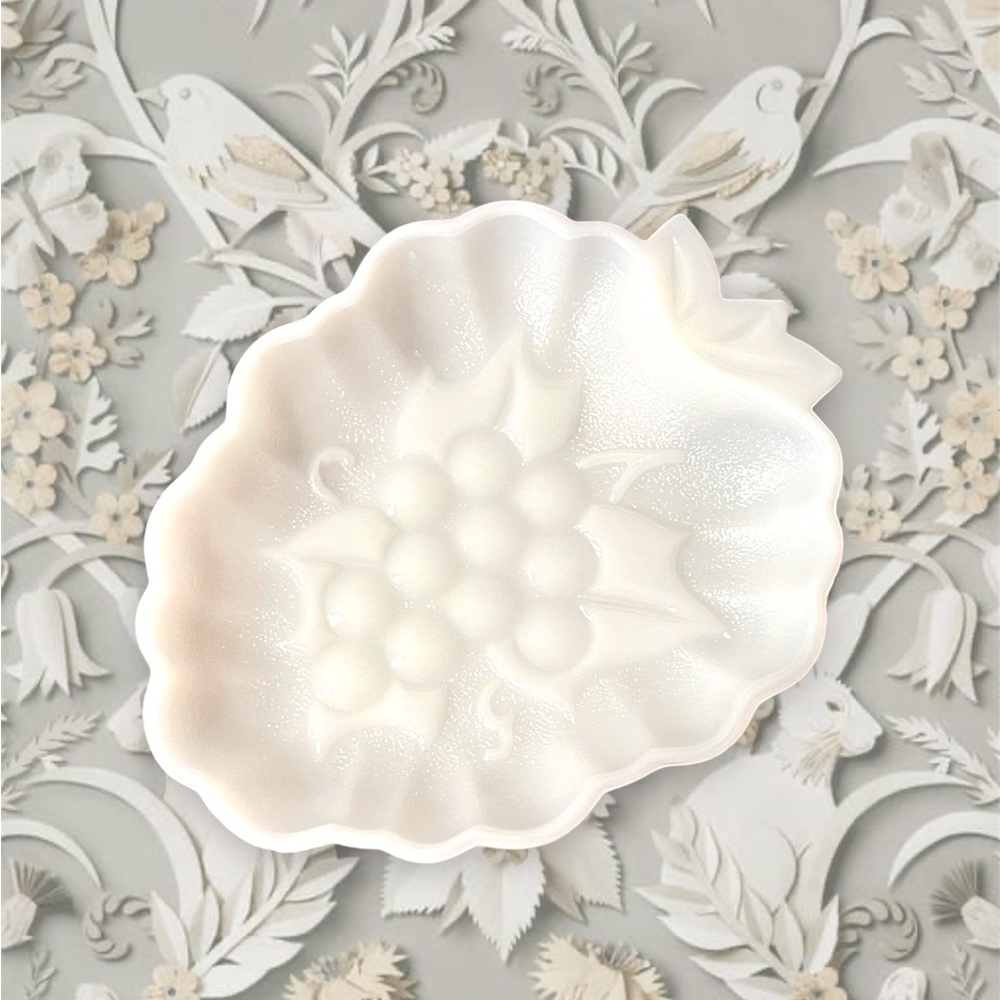 Vintage Relish/Catch-all Dish Grape Shaped Milk Glass by Hazel-Atlas